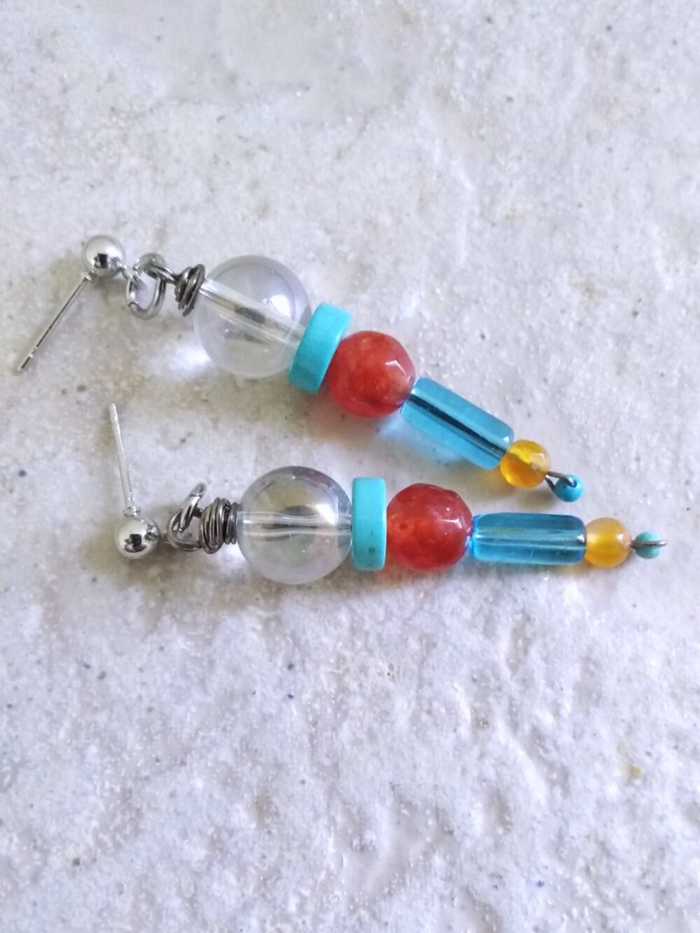 Positive Vibes - Laid Back Stacked Beaded Dangle Earrings - Boho Summer Gypsy